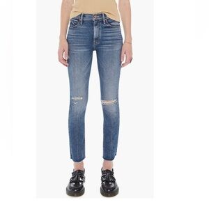 Mother The Dazzler Ripped Mid Rise Ankle Slim Jeans Going In Circles Size 26 28